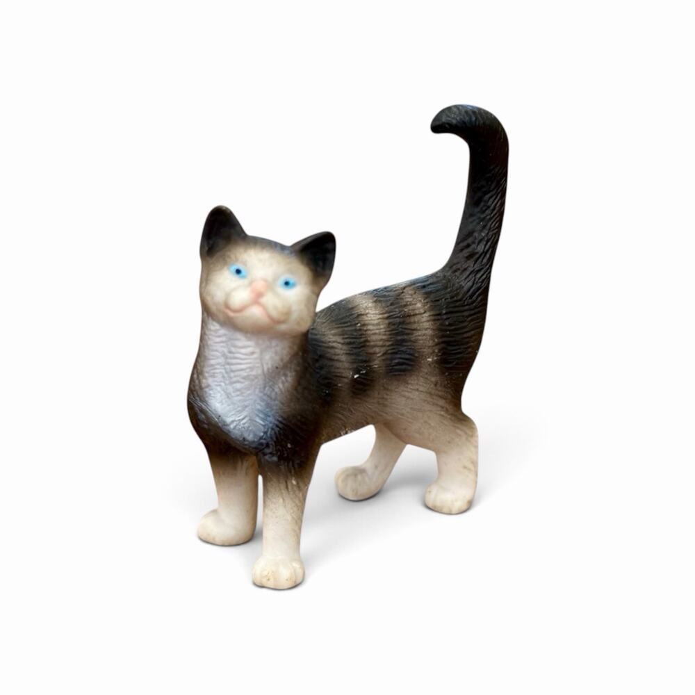 Schleich Standing GREY TABBY CAT Domestic Animal Figure Kitty 1997 Retired 13122
